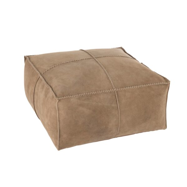 Quadratischer Leder Hocker (Beige)